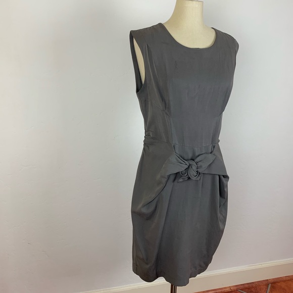 Anthropologie HD in Paris Grey Silk Bow Dress - Picture 2 of 8